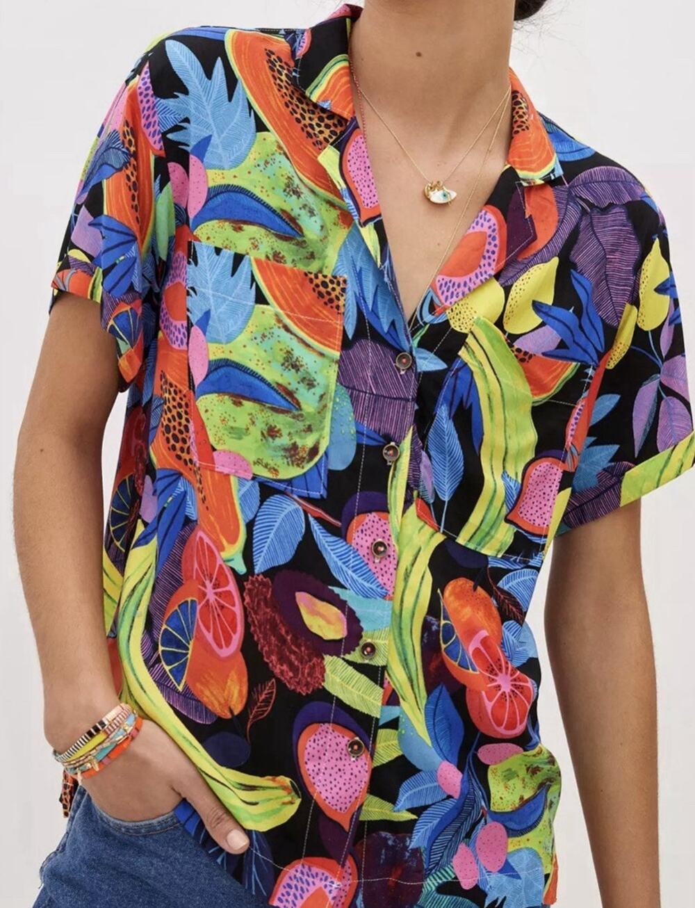 Anthropologie Orane Sigal Women's Bonanza Surf Buttondown Size S